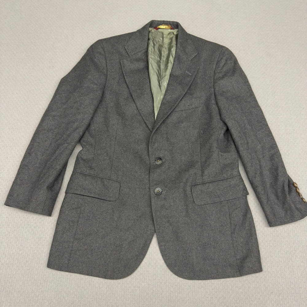 Chaps Ralph Lauren Blazer Mens 36R Gray Wool Two Button Jacket Made in USA